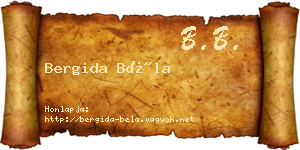Bergida Béla névjegykártya