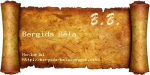 Bergida Béla névjegykártya